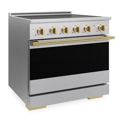 ZLINE Autograph 36 in. Marino Induction Range with 5 Element Cooktop and Polished Gold Accents