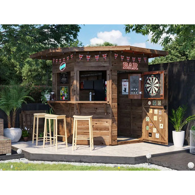 Dunster House Outdoor Bar Shed 2.4m x 2.4m Pressure Treated The Corner Hangover Garden Bar III