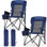 Chaises de camping surdimensionnées 29,52 po à haut dossier avec support de 500 lb, chaise pliante portative avec porte-gobelet, poche latérale, paquet de 2 (bleu)