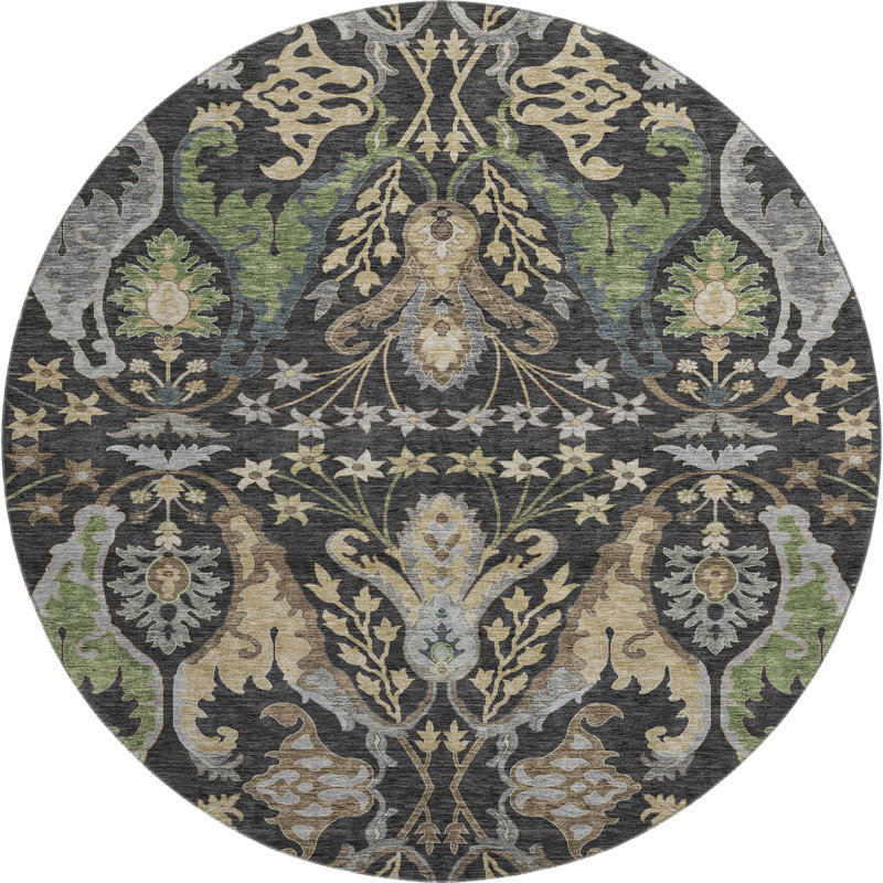 Premium Machine Washable Gurubaksh AMF1153 Global Rug, Rond 8 pi