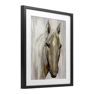 Golden Horse, reproduction sous verre encadrée, conception par Hannah Dawson