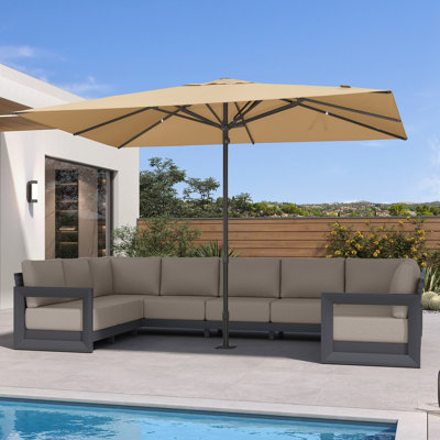 Parasol de table semi-automatique pour l'extérieur