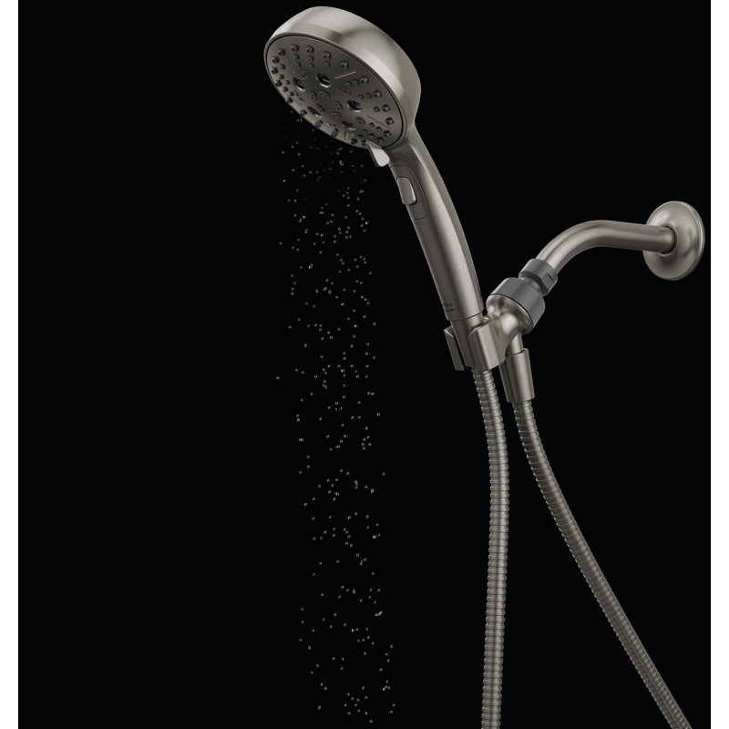 Pomme de douche à 6 jets avec boyau H2Okinetic, pomme de douche à main, Nickel satiné