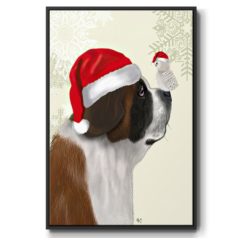 Noël Saint-Bernard et hibou moelleux, Noir, H 37 po x l 25 po x P 1,5 po