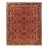 Rust Antique Persian Heriz Serapi Rug 9'5"X 11'9"
