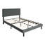 Lit plateforme simple en lin gris foncé avec tête de lit tapissier - 1 pièce-130836095-130836096