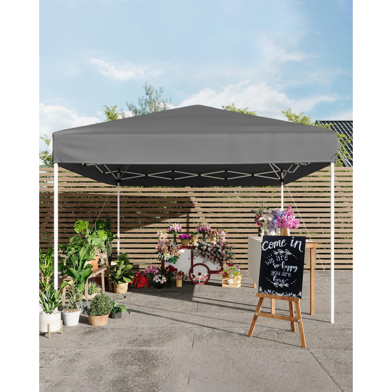 10x10ft Heavy Duty Pop Up Canopy Tent, One-Button Easy Setup, Adjustable Height, Portable Sun Shade with Roller Bag, Weight Bags, Sidewall for Events, Camping, Backyard