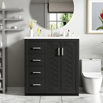 Kokkina 30'' Bathroom Vanity With Ceramic Sink