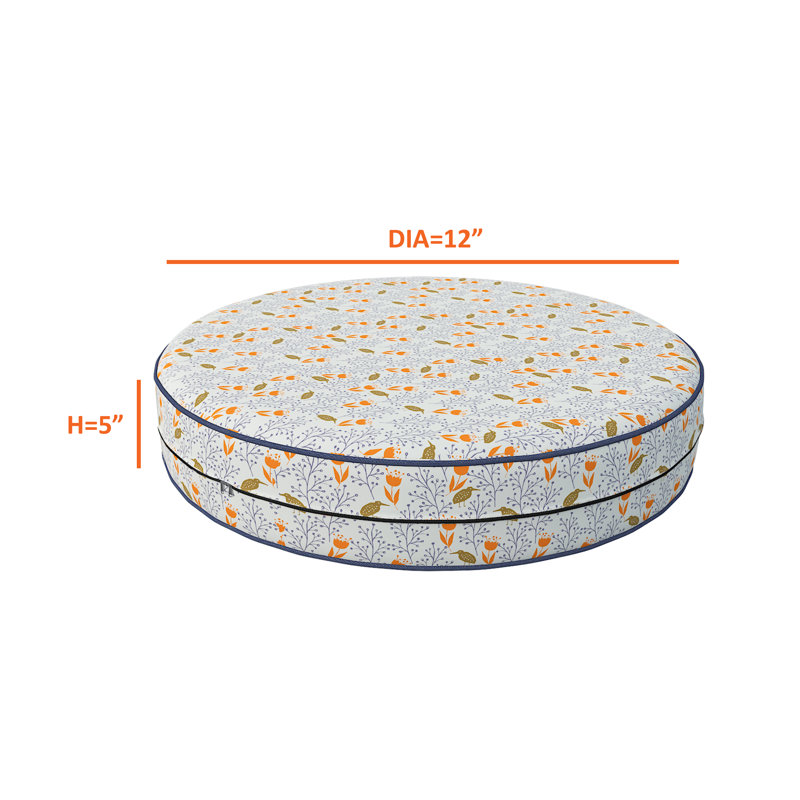 Decorative Indoor Outdoor Waterproof Round Cushion Cover, Patio Bar Stool UV Resistant Seat Cover, 5'' H x 12'' W