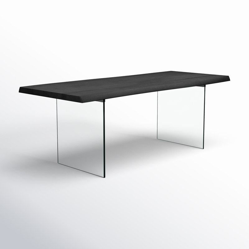 Colin Acacia Solid Wood Top Metal Base Dining Table, 29.75"H x 79"L x 40"W, Ebonized