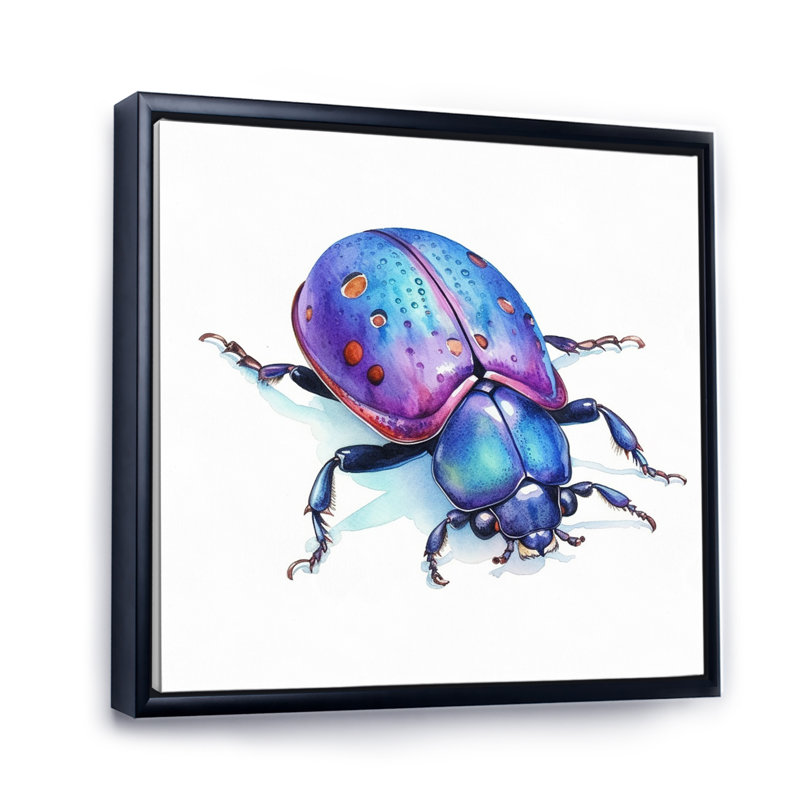 «Cheerful Ladybugs III», reproduction sur toile, H 16 po x l 16 po, Cadre flottant noir