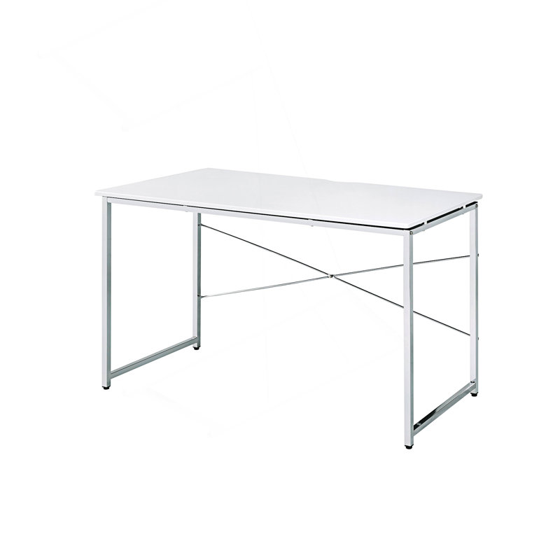 Writing Desk With Modern Design And Sturdy Metal Frame, White
