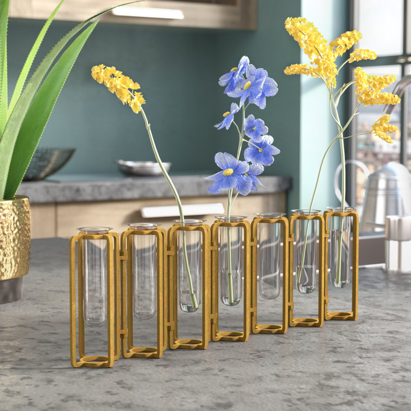 Metal Table Vase, Antiqued Gold