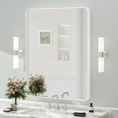 Molly Tempered Glass and Metal Framed French Cleat Mounted Wall Bathroom / Vanity Mirror