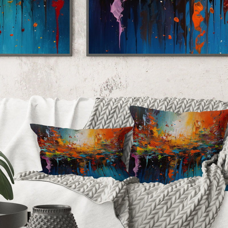 Coussin Orange Cubic Fusion - imprimé cubisme