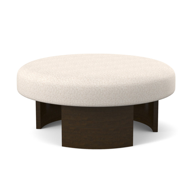 Eclipse Round Ottoman, American Walnut, White Caps Fog Viscose