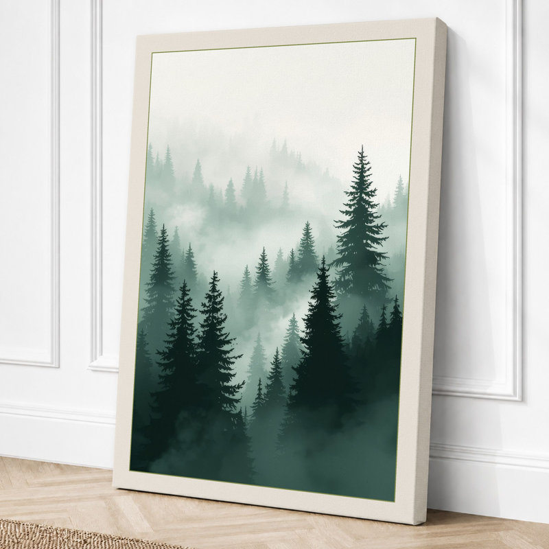 Quiet Northern Forest Scandinavian - Wrapped Canvas, 30x20 - 76.2 x 50.8 cm, Cream Border