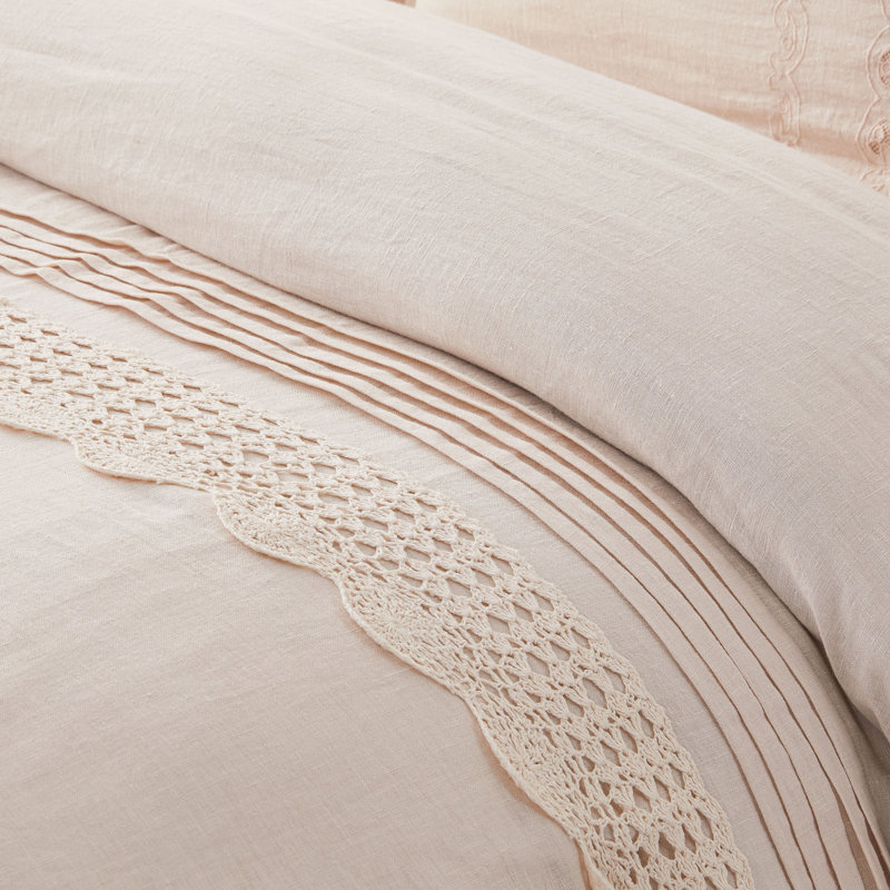Tabitha Duvet Cover Set, Blush, King Duvet Cover + 2 King Shams