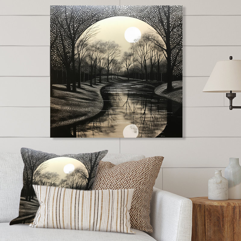 Moon River At Dusk - reproduction abstraite sur métal, H 16 po x l 16 po x P 1 po