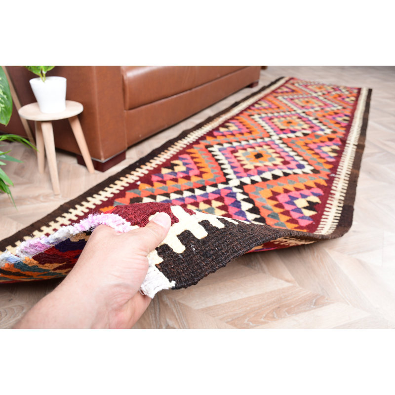 Tapis turc tissé à la main avec motif géométrique vibrant pour un décor intérieur unique et tapis de style bohémien sans dimensions
