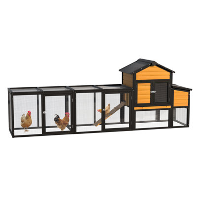 2-4 solid wood hen house with 7 access doors, pull-out tray and small backyard poultry house.