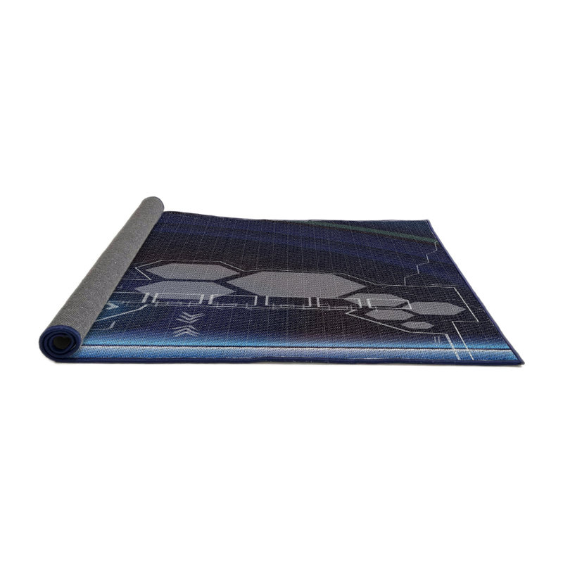 Tapis géométrique bleu marine / gris, Rond 4 pi