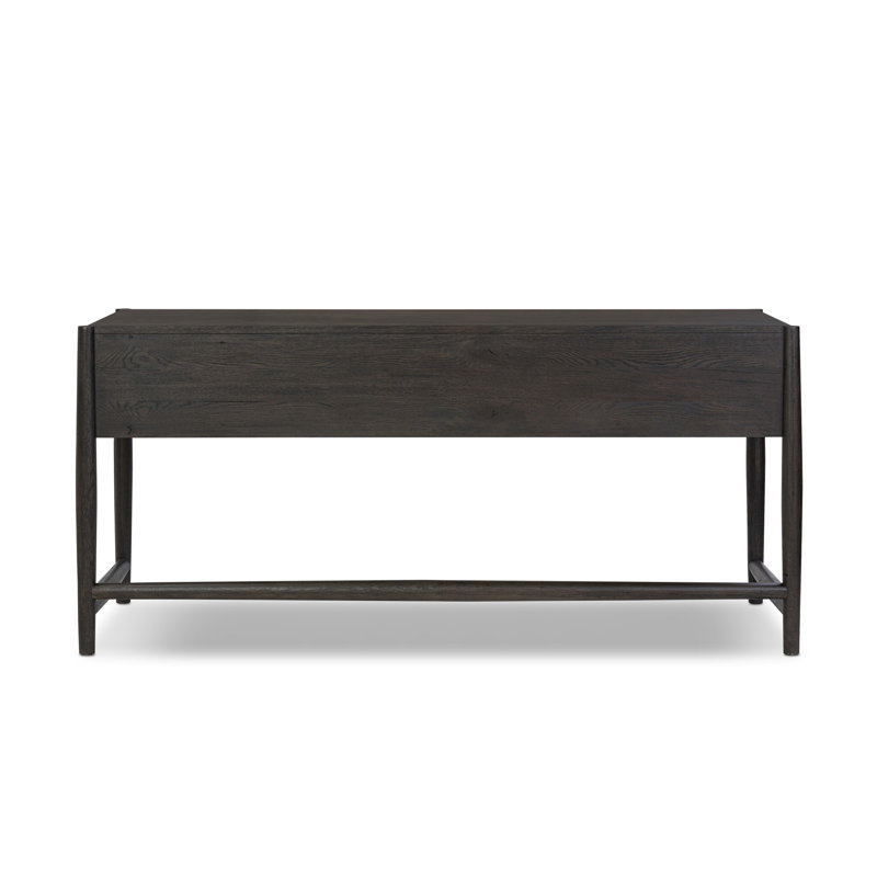 Glenview Solid Wood Writing Desk, Smoked Black Oak