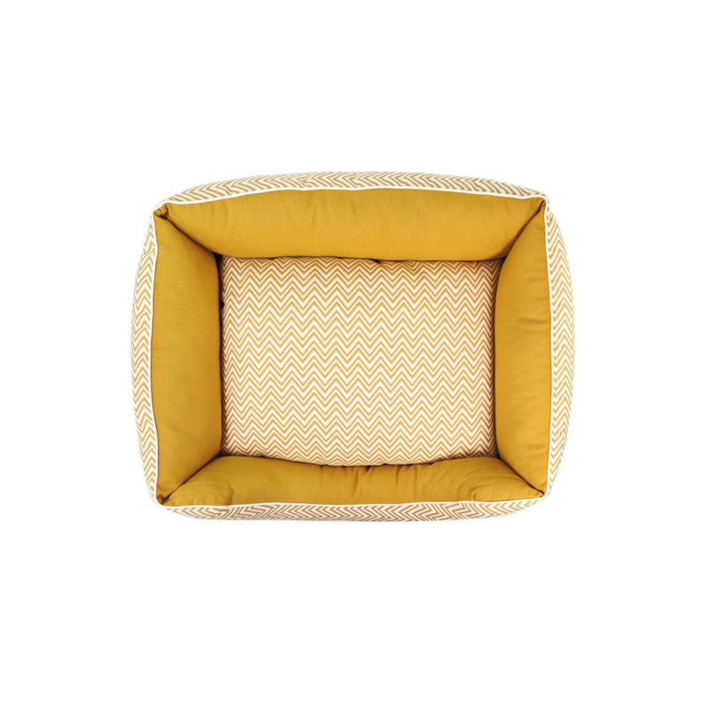 Mia Geometric Pet Bed, Extra Small (60" W x 45" D x 18" H), Mustard/White