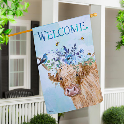 Drapeau de maison floral en suède