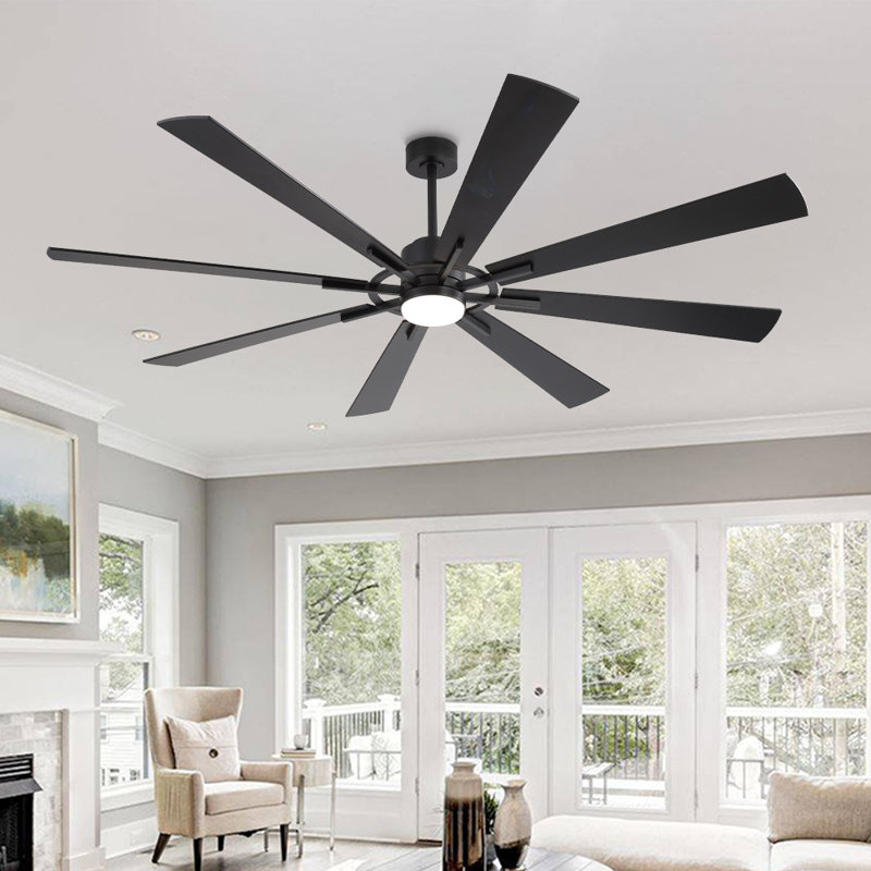 Ventilateur de plafond à courant continu Avgoustinos avec lumière DEL et télécommande, 33.1" H x 72" W x 72" D