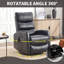 Fauteuil inclinable manuel à massage thermique avec fauteuil à bascule et pivotant en tissu, noir-1600230044