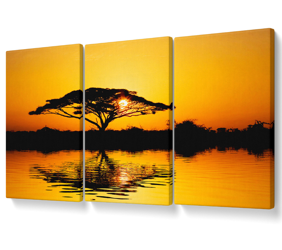 Ebern Designs Tree of Reflections - 3 Piece Wrapped Canvas Graphic Art ...