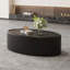 Table basse moderne ovale avec rangement caché et plateau en verre trempé-131233661