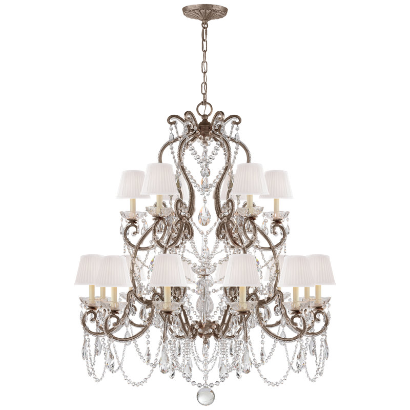 Adrianna 18 - Light Chandelier, Antique Silver Leaf