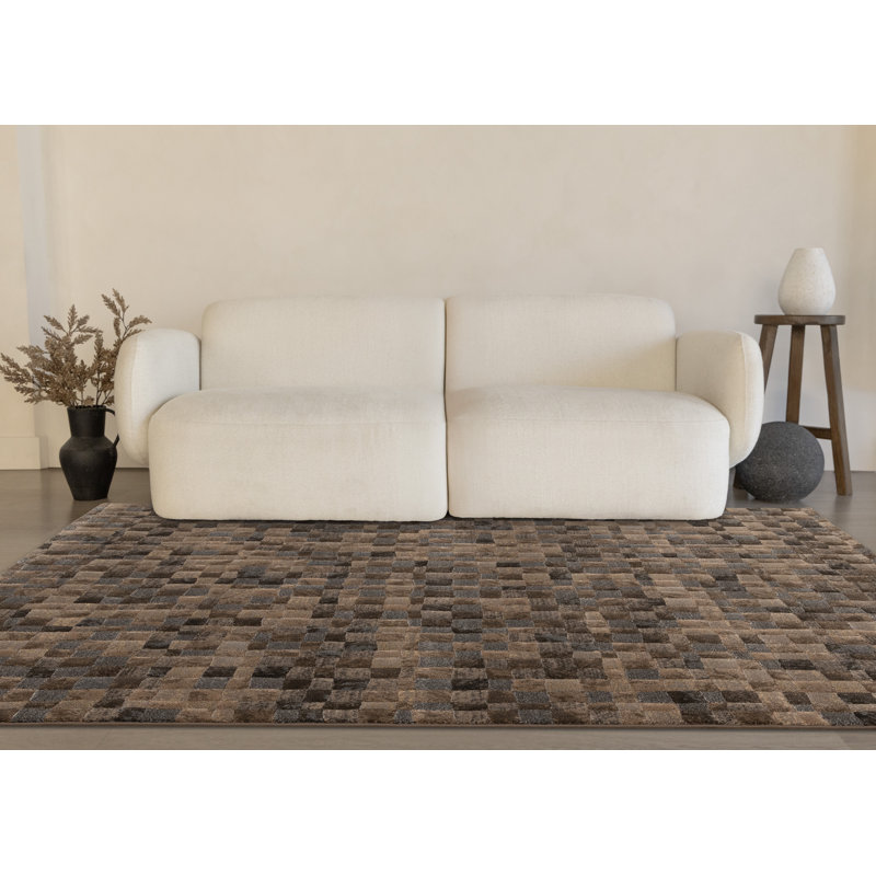 Tapis brun durable résistant aux taches, 7 pi 10 po x 10 pi 10 po