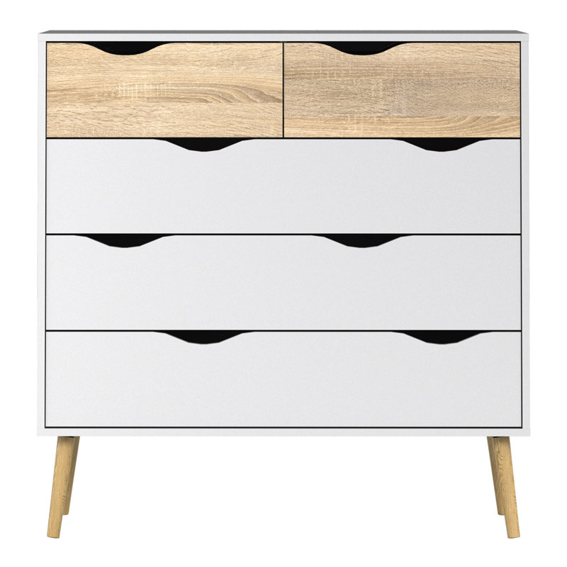 Litzy 98.7cm W 5 - Drawer Chest of Drawers, White/Oak