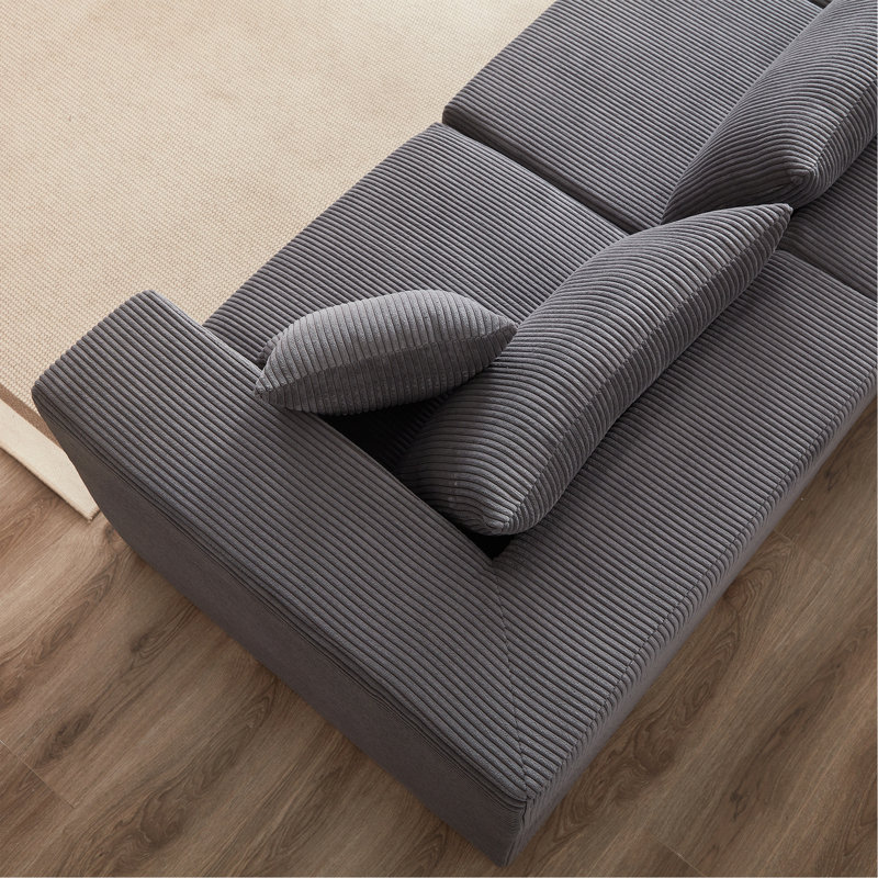 Canapé modulaire Boneless, Velours côtelé gris