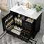 Armoire de meuble-lavabo sur pied 36 po avec lavabo en céramique, 3 tiroirs et armoire avec tablettes-116858953