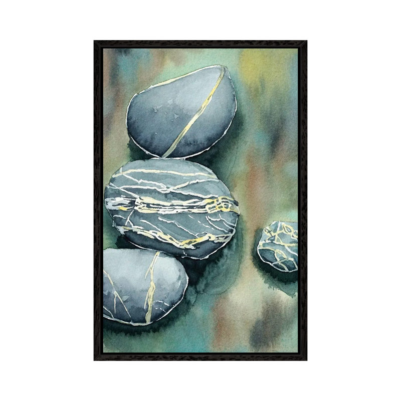 Pebbles 1 Piece Wall Art on Canvas, 66.04 cm H x 45.72 cm W, Black Floater Framed