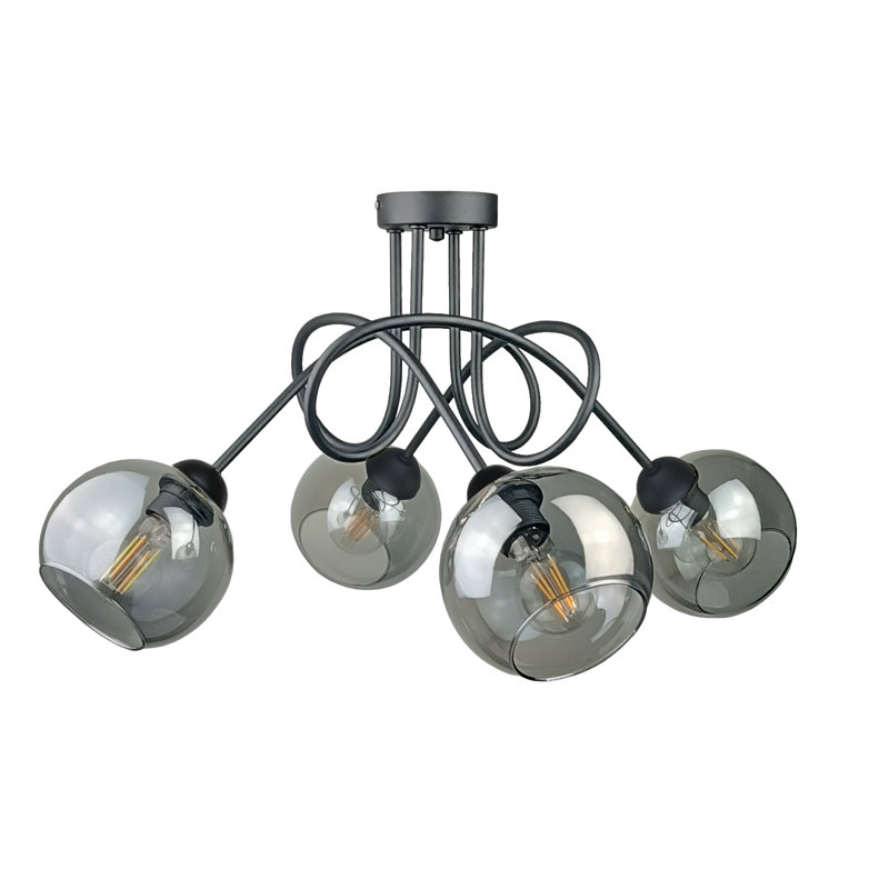 Betzie Glass Semi Flush Mount, Black