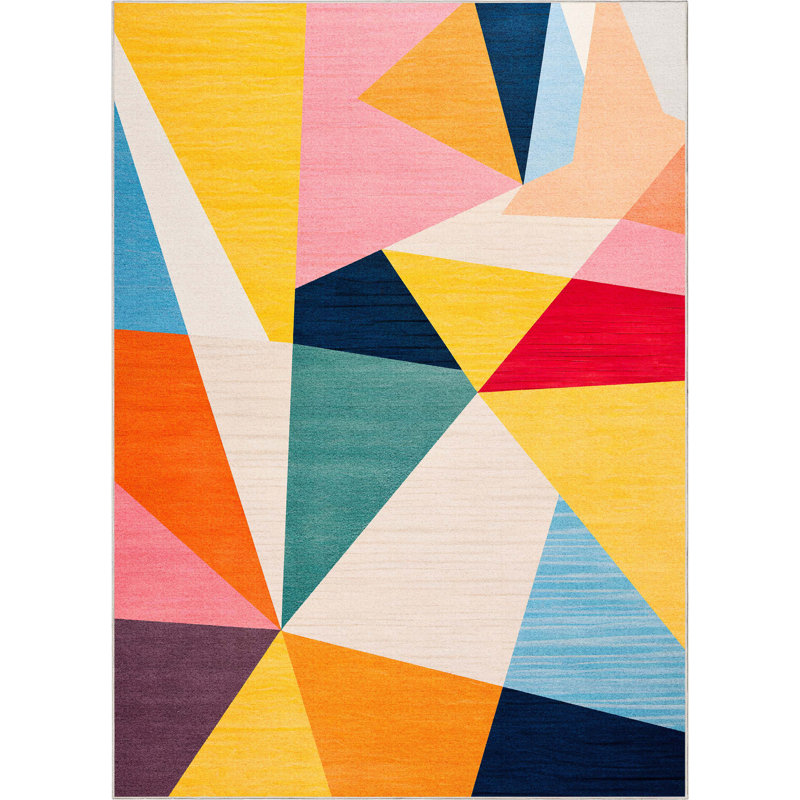  Well Woven Modern Geometric Triangle Multi Colour Washable Area Rug, Rectangle 7'7" x 9'10"