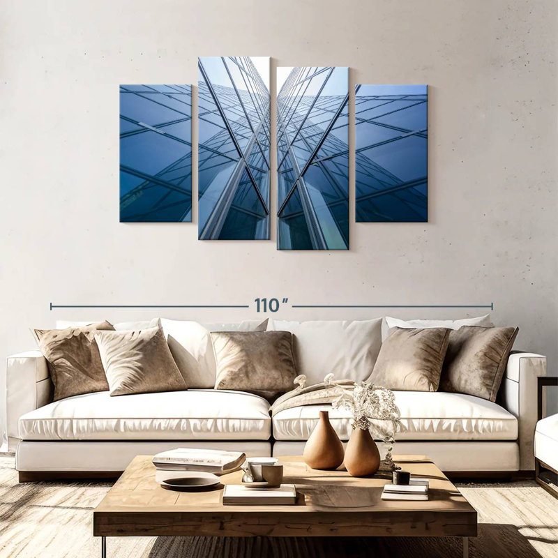 Lilie Modern Glass Building, 48" H x 75" W