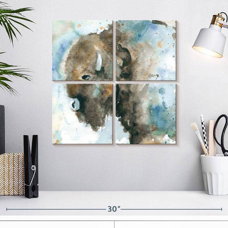 Brampt Buffalo On Blue, 18" H x 18" W