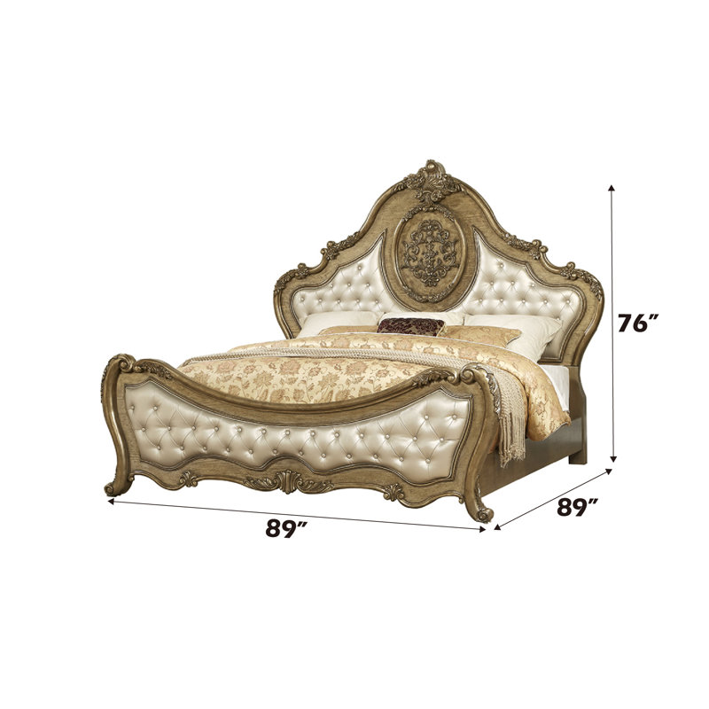Anastazia Button Tufted Standard Bed, Vintage Oak, King