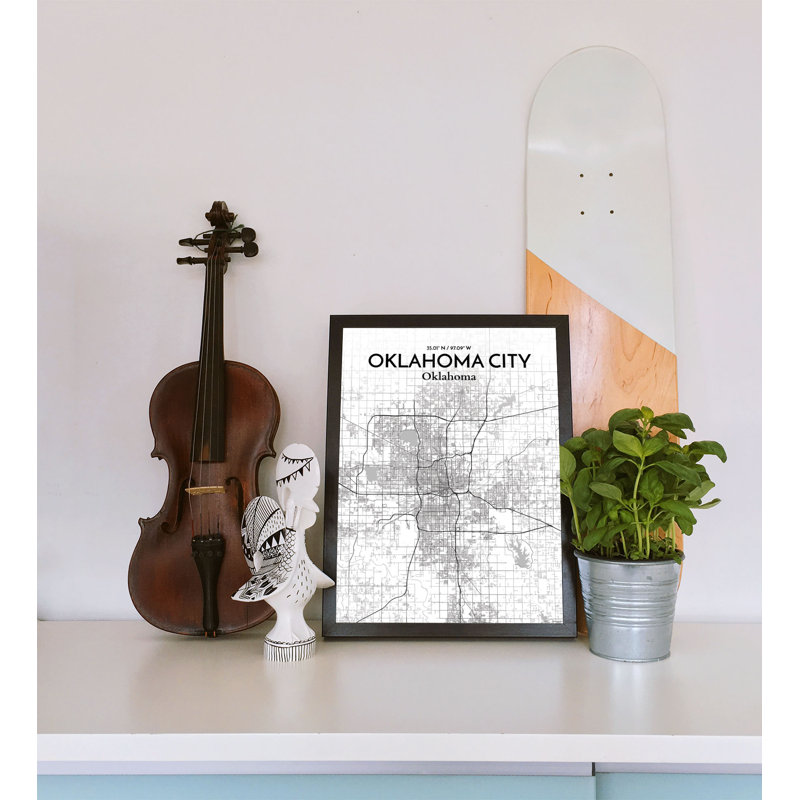 Oklahoma City City Map 1 Piece Wall Art, 61cm H x 45.7cm W x 0.13cm D