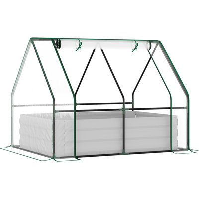 Potager surélevé galvanisé de 120 x 90 cm avec serre intégrée - Créez un espace de culture florissant pour vos fleurs, fruits, légumes et herbes aromatiques.