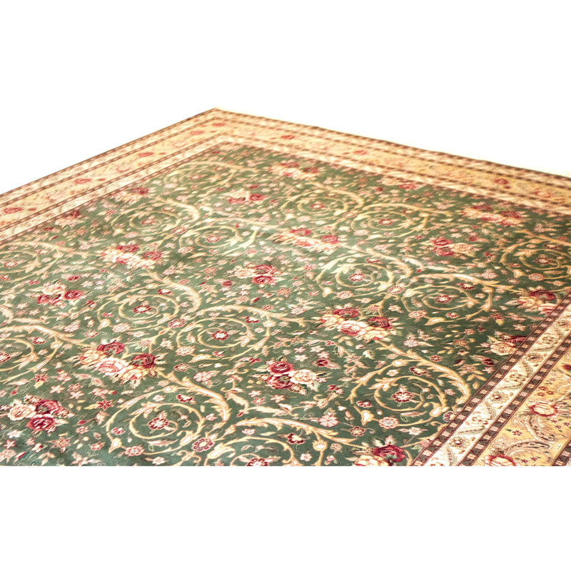 High-Quality Hand-Knotted Olive Green And Gold Area Rug