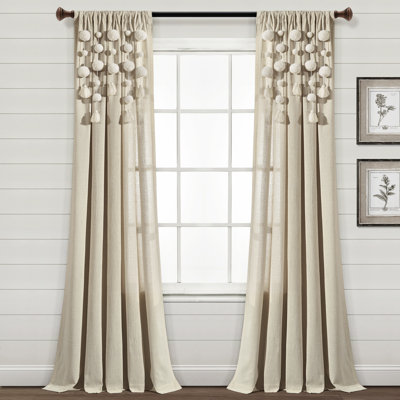 Cotton Blend Semi Sheer Curtain Single Panel