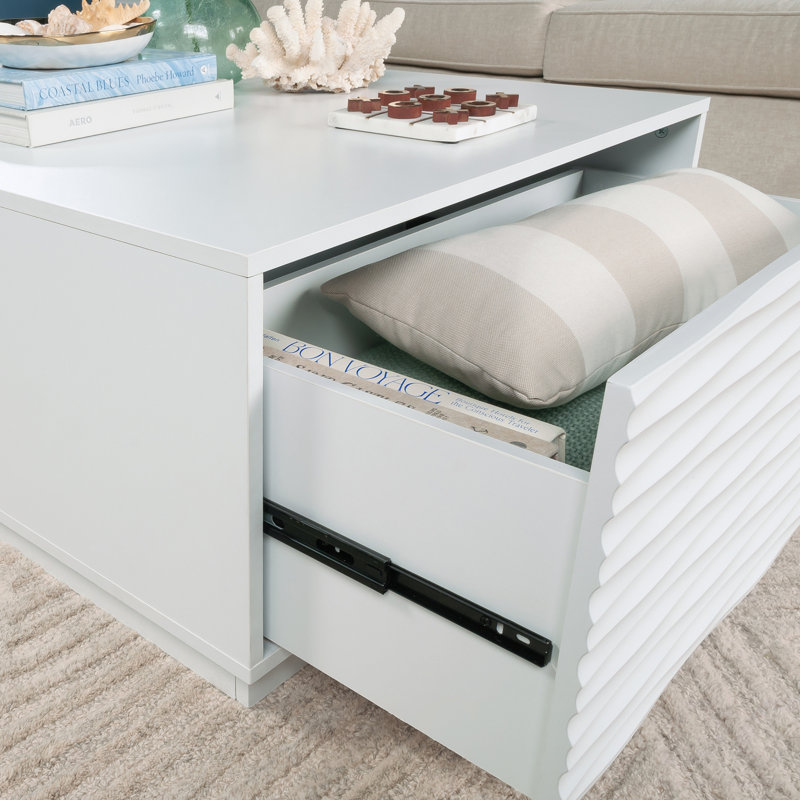 Table basse avec tiroir Coastal, finition blanche, table