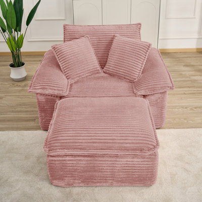 Compression Corduroy Chaise Lounge with Ottoman, No Assembly